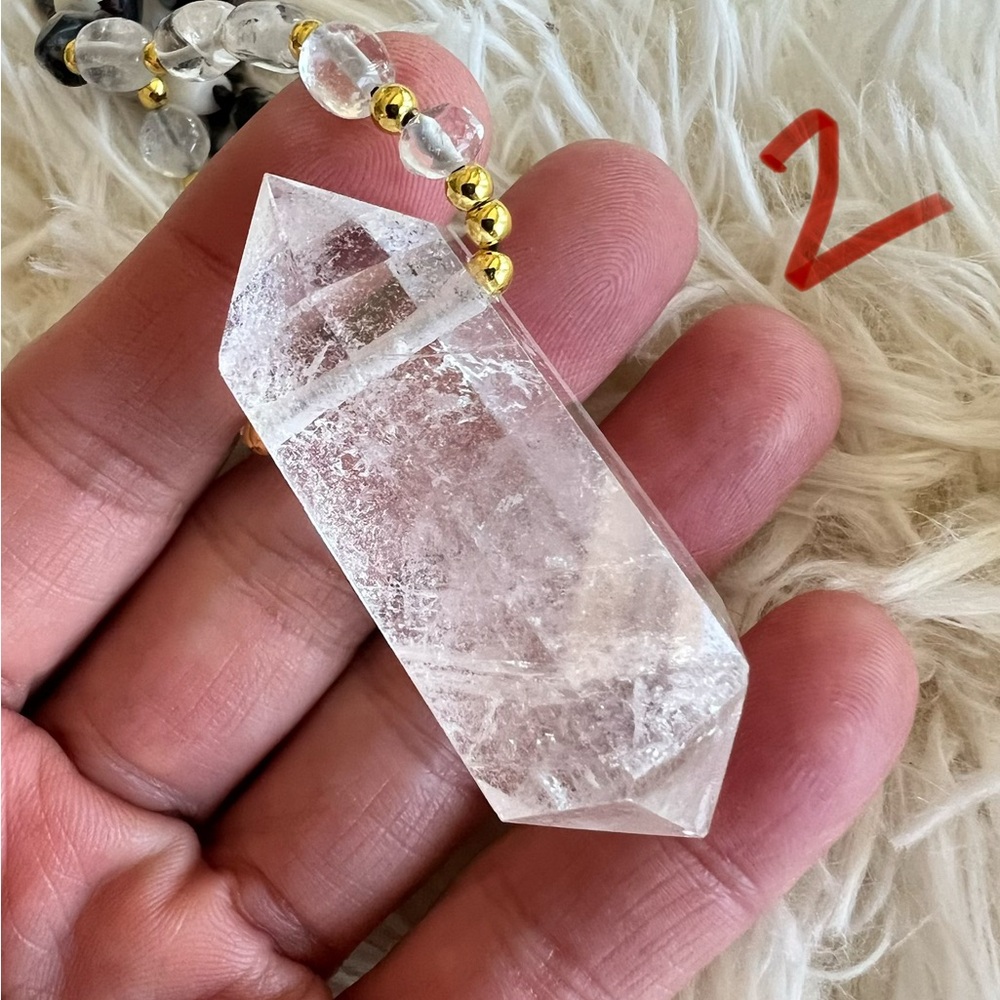 White Buffalo Turquoise + DT Quartz Mala Necklace Pendant - Picture 4 of 8